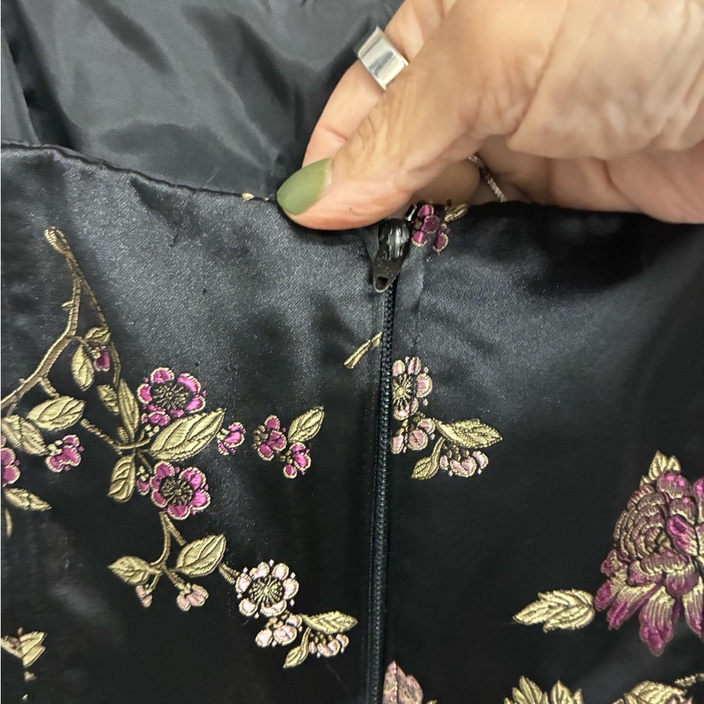 Options vintage Black Patchwork Satin brocade Dre… - image 6